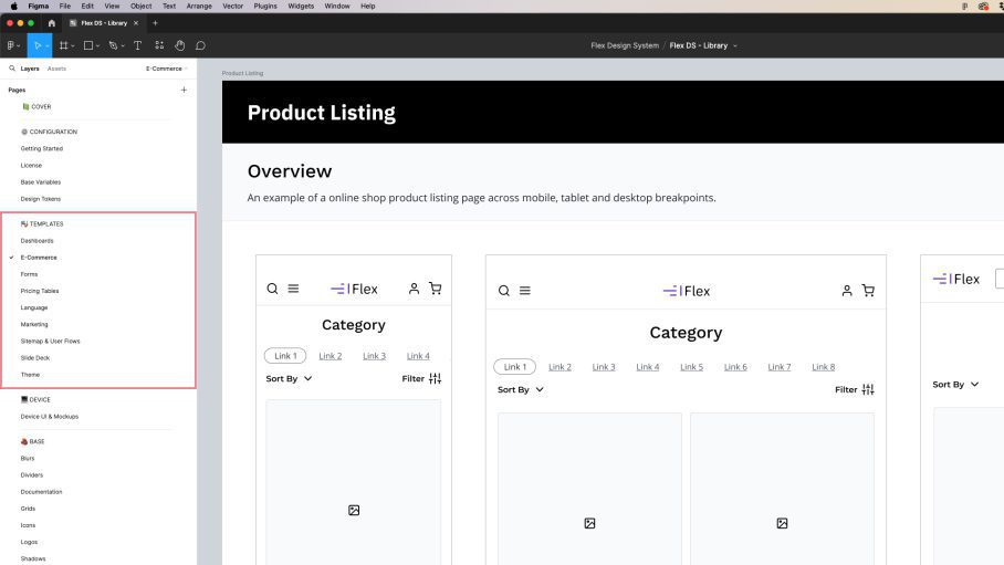 Screenshot of the Figma interface showing the templates section