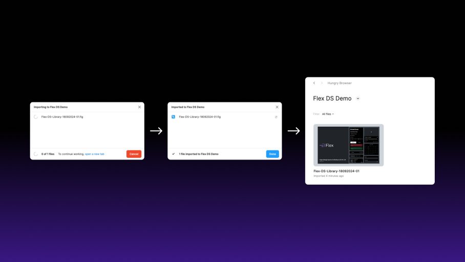 Screen shot of the Figma interface with a Figma file being dropped onto it