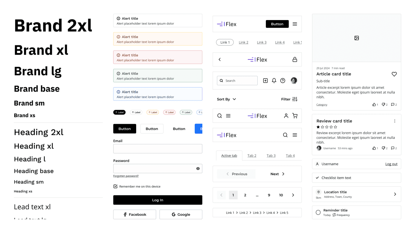 Figma Design System components styled in light mode