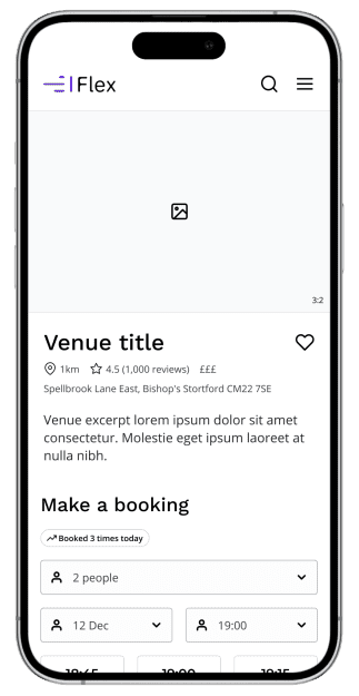 Hospitality website wireframe shown on a mobile device