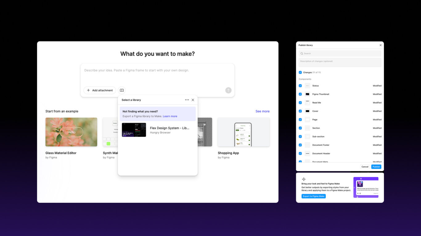 Connecting Figma libraries for design components in Flex Design System using Figma Make