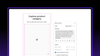 Figma Slots in Design Systems showing a repeatable product card grid Slot with minimum and maximum item settings and preferred instance controls in Figma.